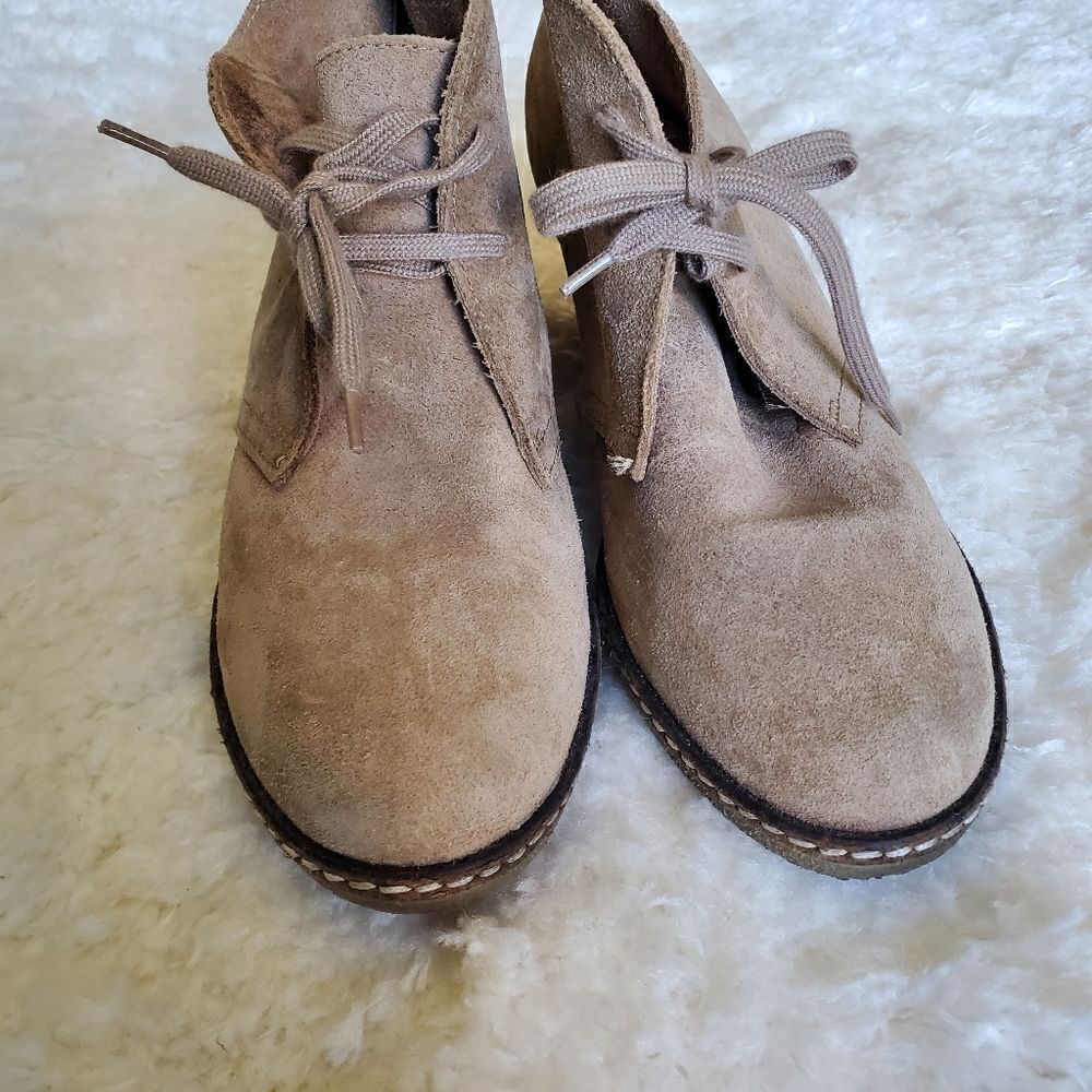 J. Crew Women's Suede Bootie Size 8 Color Tan Wedges - Picture 3 of 10